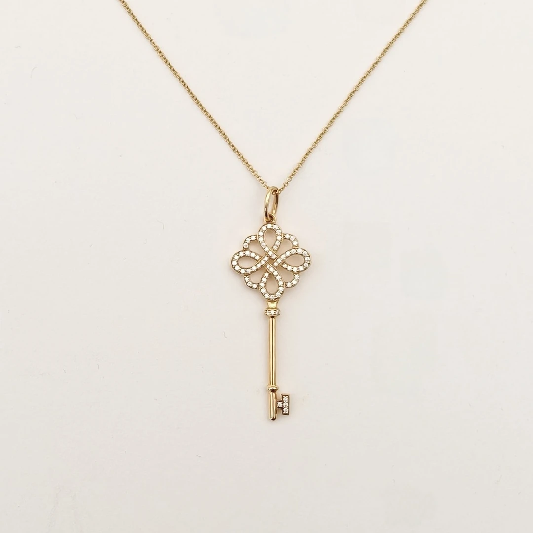 99新 Tiffany & Co./蒂芙尼 小花柳 玫瑰金 中国结 钥匙项链 中号