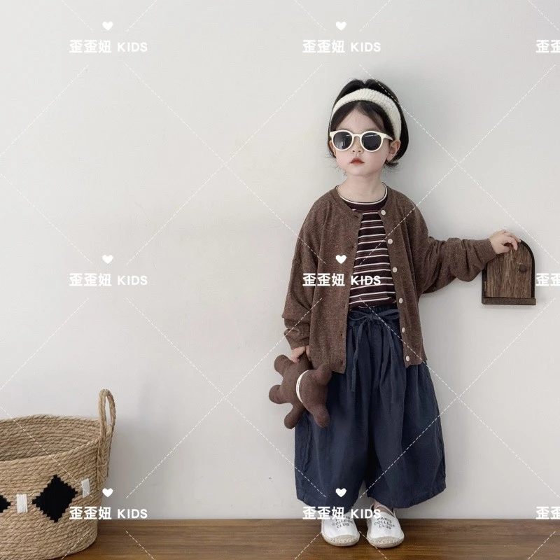 【歪歪妞童装】522中小童宝宝复古森系棉麻针织衫男女童毛衣外套