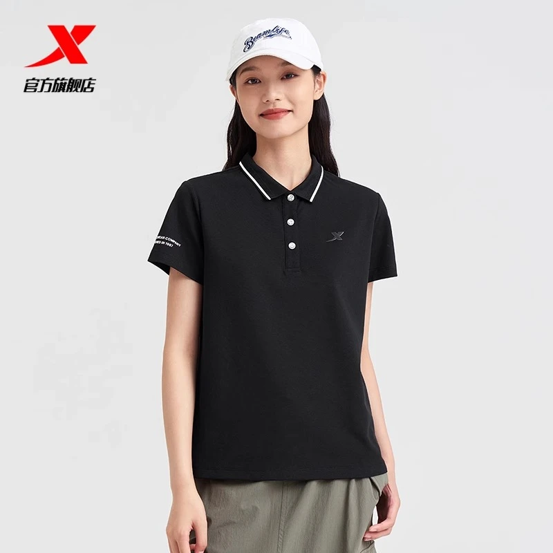 XTEP/特步翻领POLO衫女透气运动T恤夏季新款女子休闲舒适百搭短袖