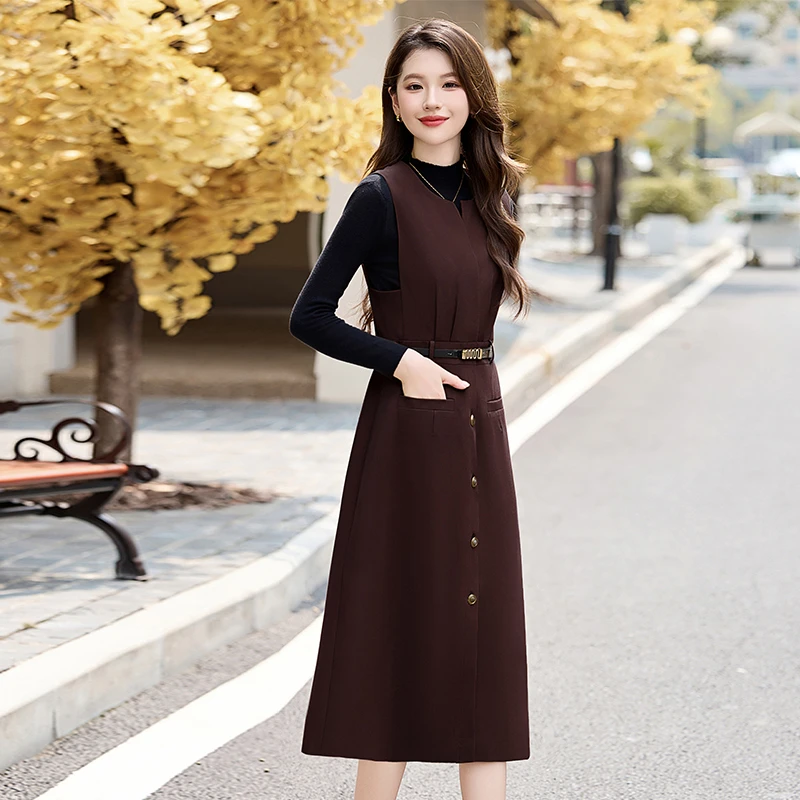 安可拉红背心连衣裙两件套女2025新款春秋冬高级感气质时尚套装裙