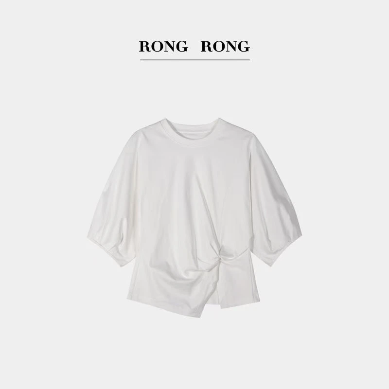 【新新子】高个子定制不规则设计显瘦背薄洋气圆领短袖