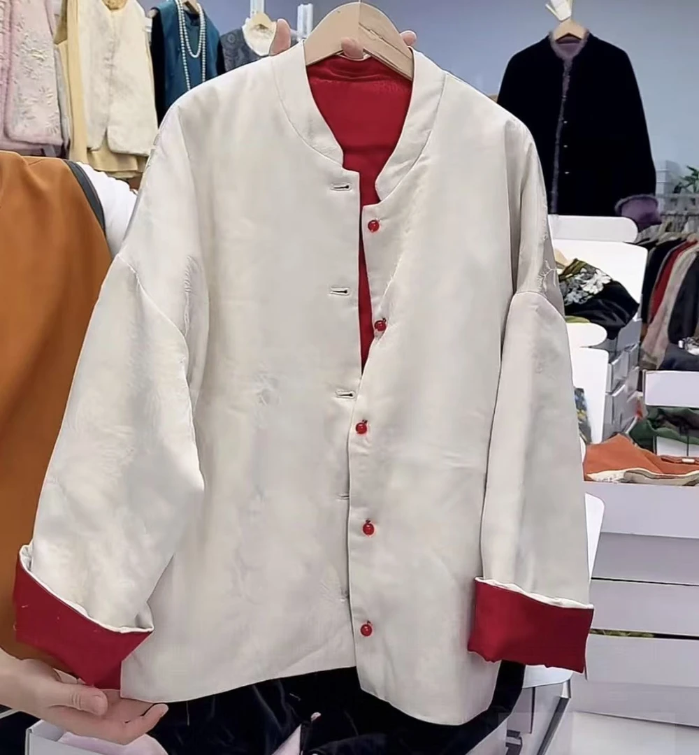 百里透红--秋冬加棉中式气质上衣女外套时尚休闲轻奢高定百搭复古