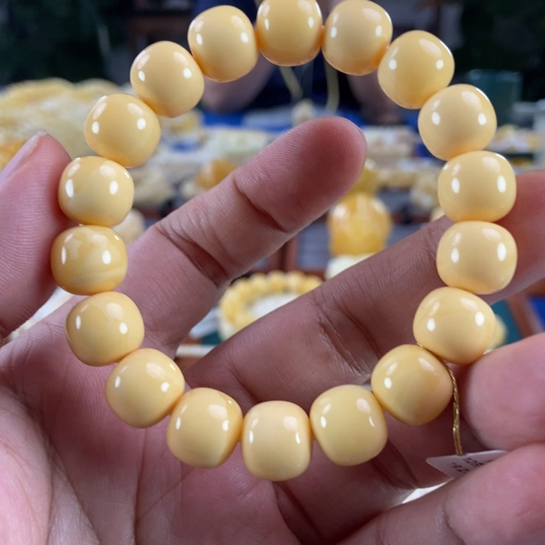 琥珀未镶嵌珠宝奇石12白蜡小年份同料串19.21