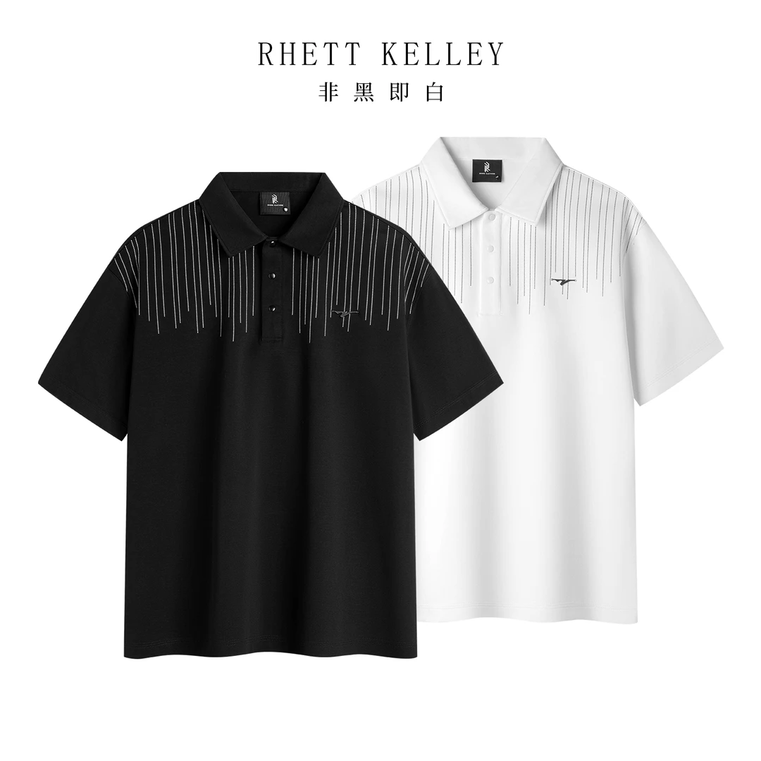 『静享夏日 线型点缀』夏Sorona凉感棉时尚百搭男翻领短袖POLO衫w36