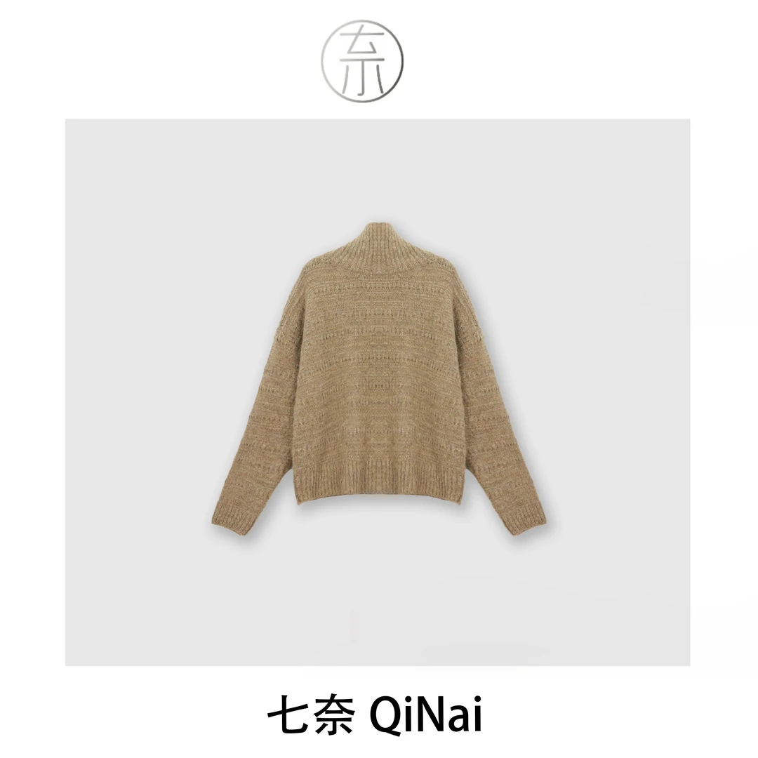 七奈推荐【栀柔】高领百搭慵懒风软糯简约羊毛上衣QN10643