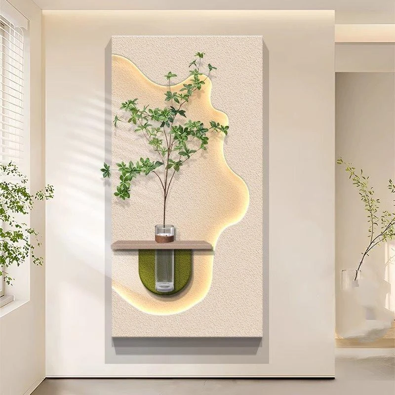 凯棠水培绿植奶油风入户玄关装饰画砂岩立体走廊过道挂画客厅壁画