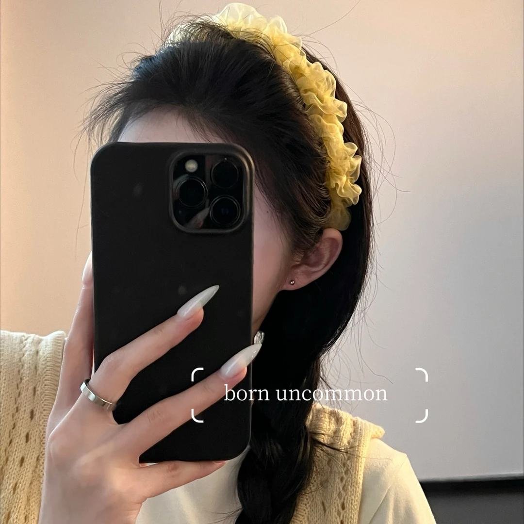 韩系气质超仙网纱褶皱发箍头饰女法式防滑压发头箍带齿高级感发卡