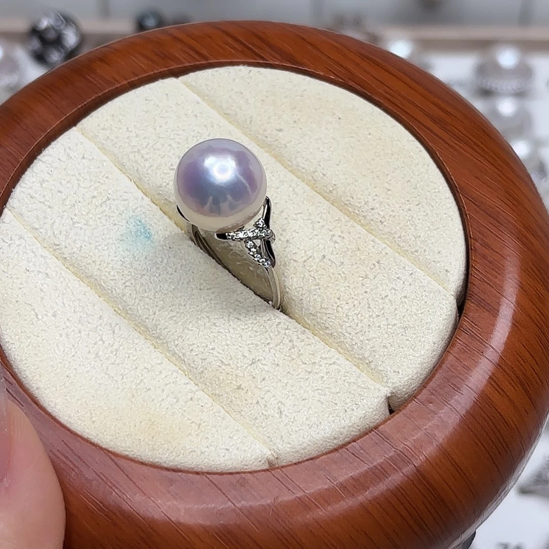 静***！淡水珍珠银S925镶嵌戒指