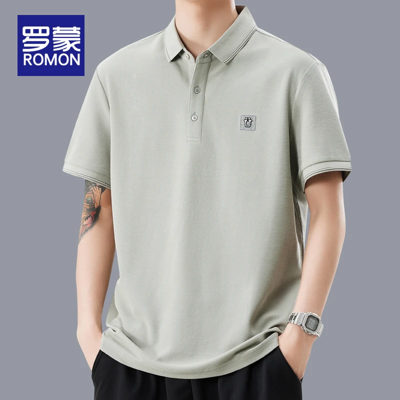 罗蒙男士夏季薄款透气上衣短袖polo衫男时尚百搭简约翻领t恤男款