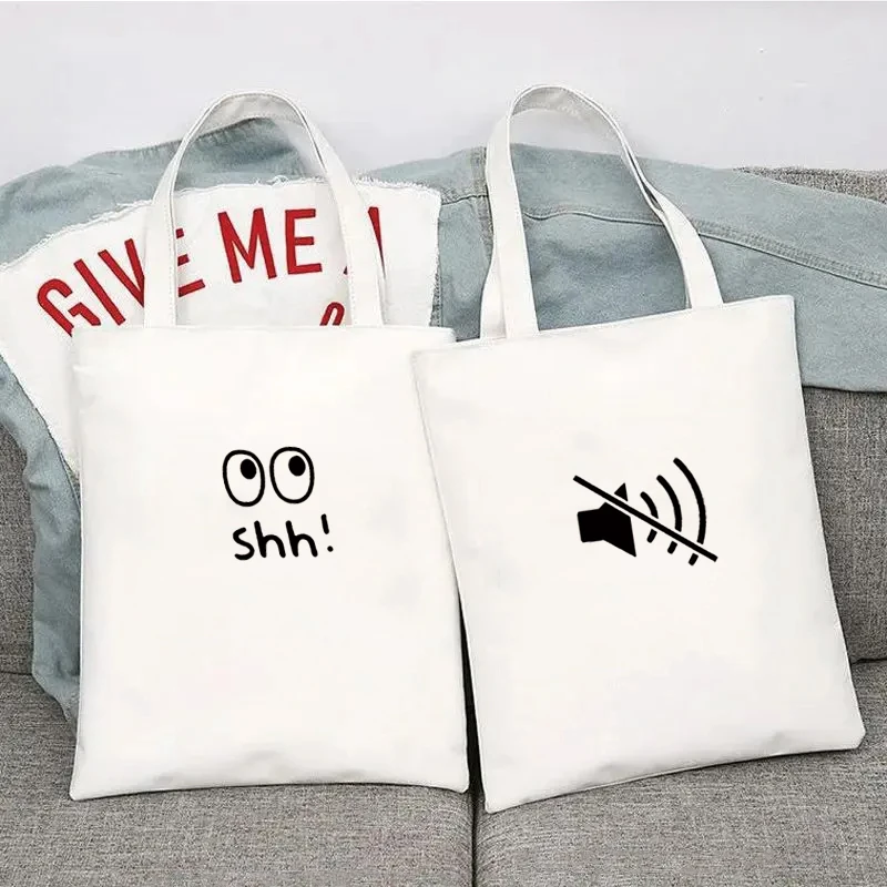 卡通学生帆布包装书布袋有拉链内袋简约大容量ins百搭单肩手提袋