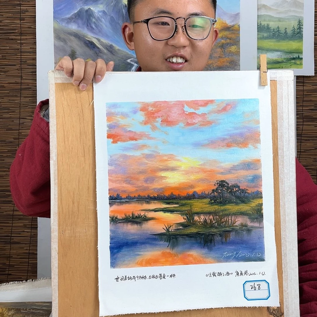 油画子*行路人小院绘画作品竞拍成功