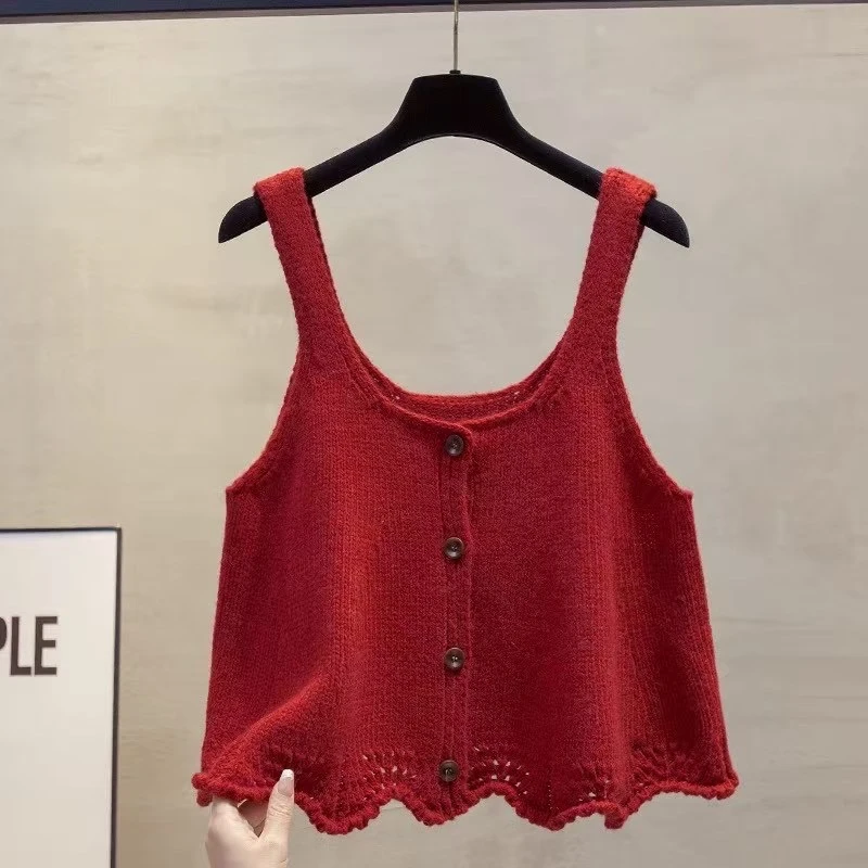 韩系早春夏百搭v领针织衫马甲女撞色短款百搭叠穿背心打底衫