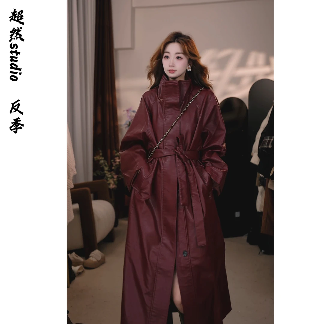 插肩袖学院风长袖女翻领立领风衣拼接系带欧美风1111