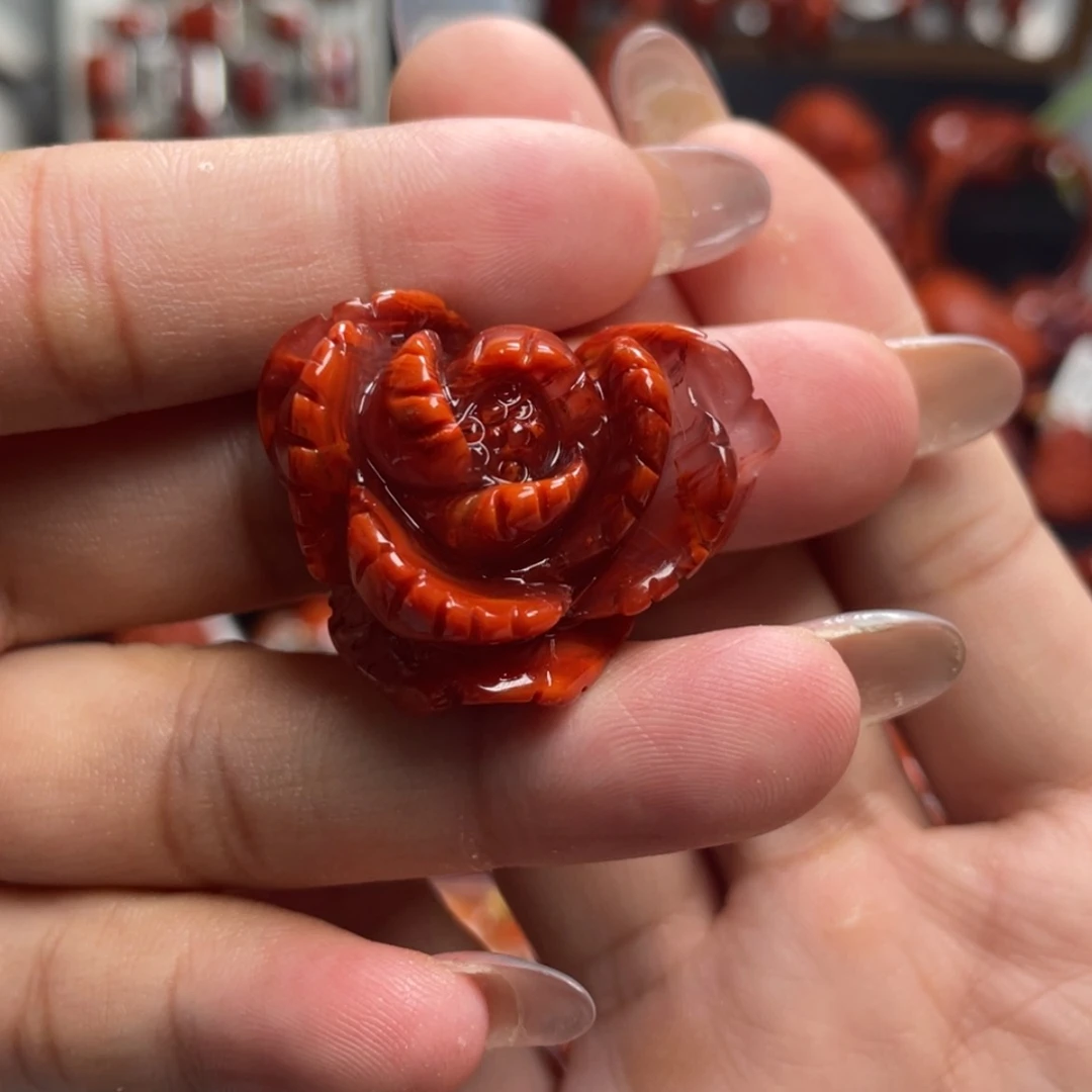 【闪购商品】未镶嵌火焰纹牡丹花南红玛瑙
