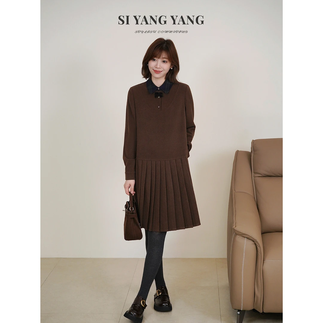 斯洋洋SIYANG冬季乱麻呢减龄通勤柔软亲肤连衣裙LYQ511A011SYY