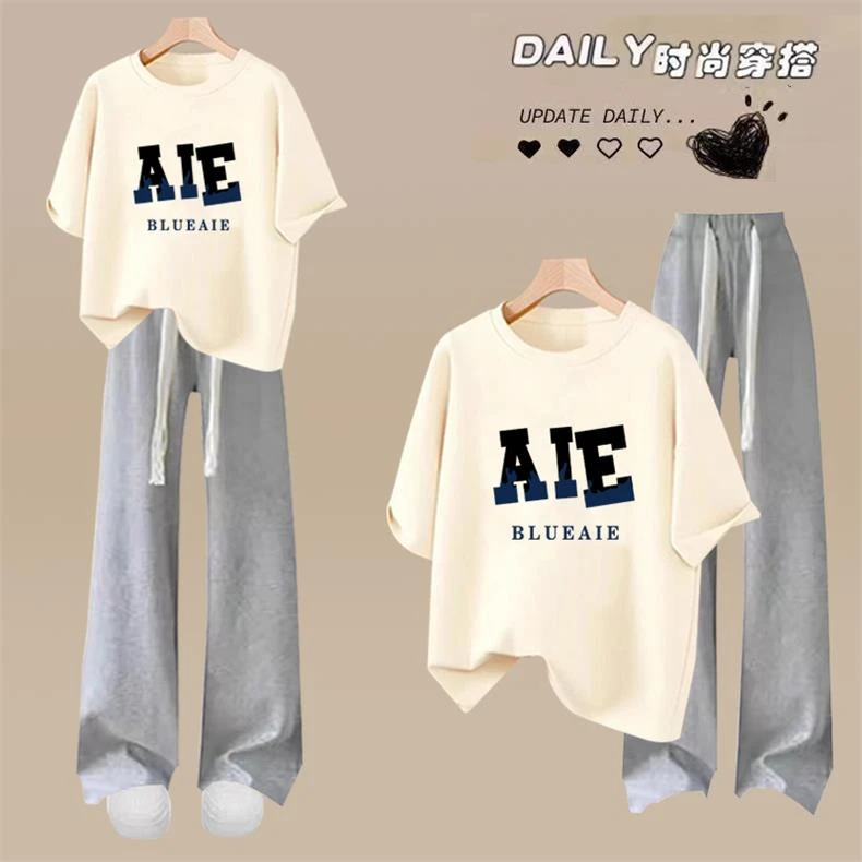 初中生夏装运动套装2025新款少女时尚休闲短袖T恤高中学生两件套