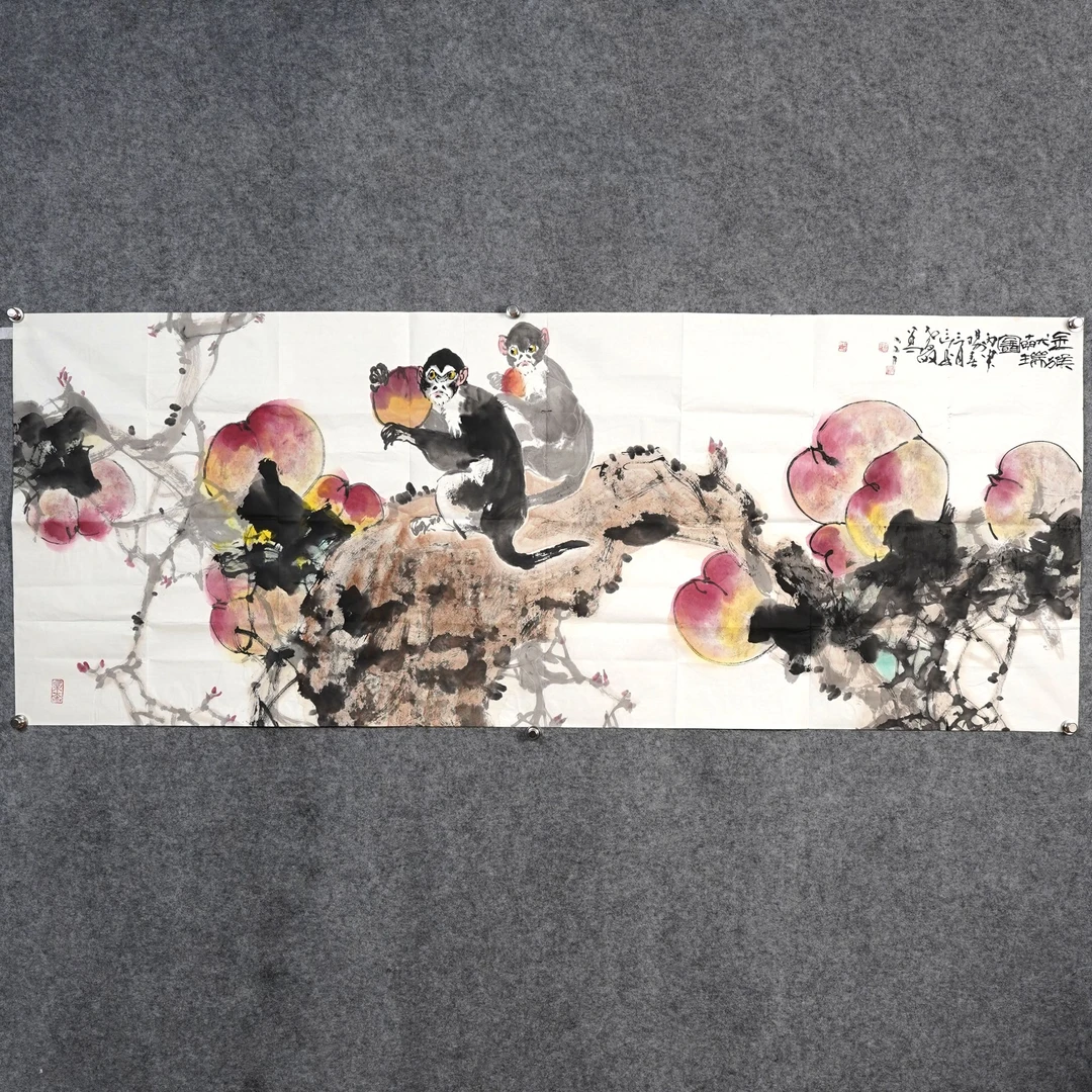 《金猴献瑞图》约11平尺178x69cm