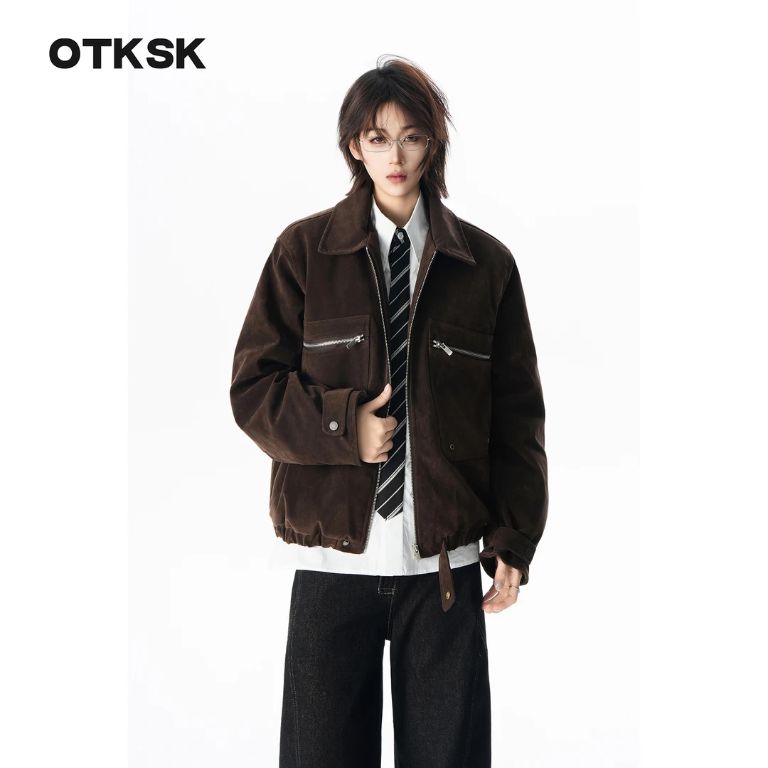 otksk冬季美式仿麂皮短款棉衣男女复古cleanfit保暖棉服MY710