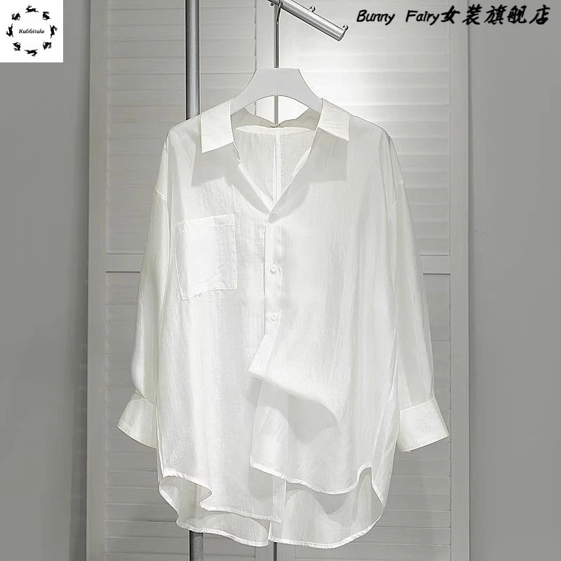 精致防晒衬衫女夏季新款设计感小众长袖白色冰丝上衣宽松薄款外套