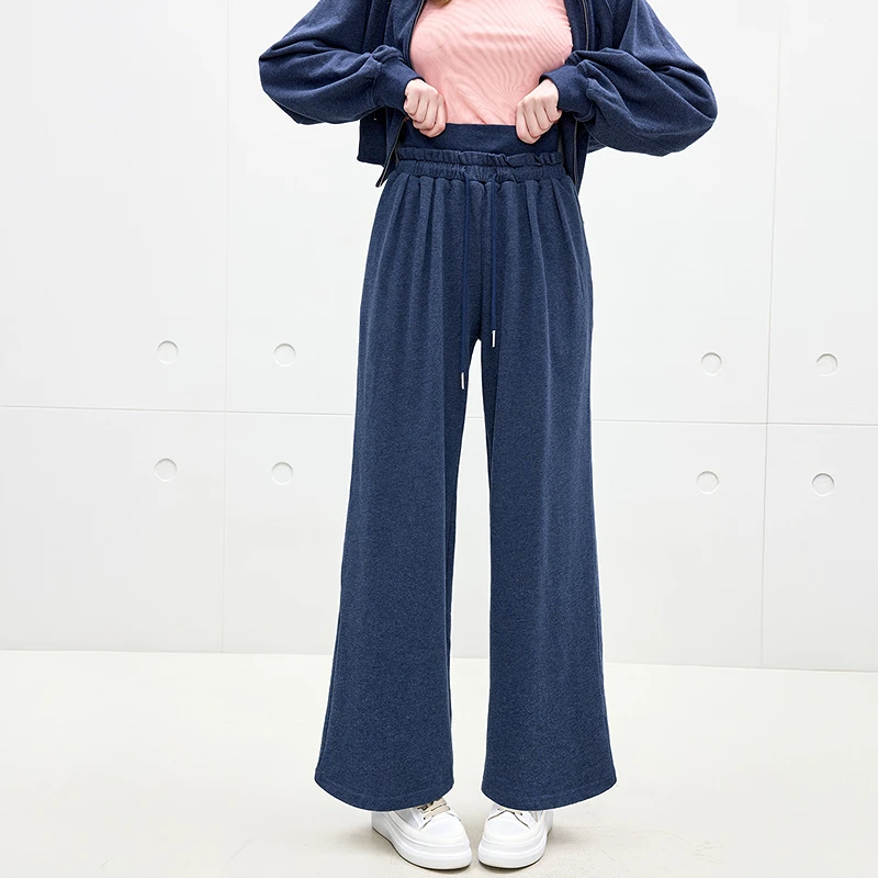 Juicy Couture橘滋休闲裤女25年秋冬新款休闲花边显瘦直筒长卫裤