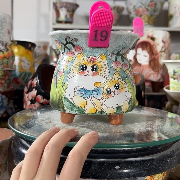 景德镇手绘花盆幸运花盆