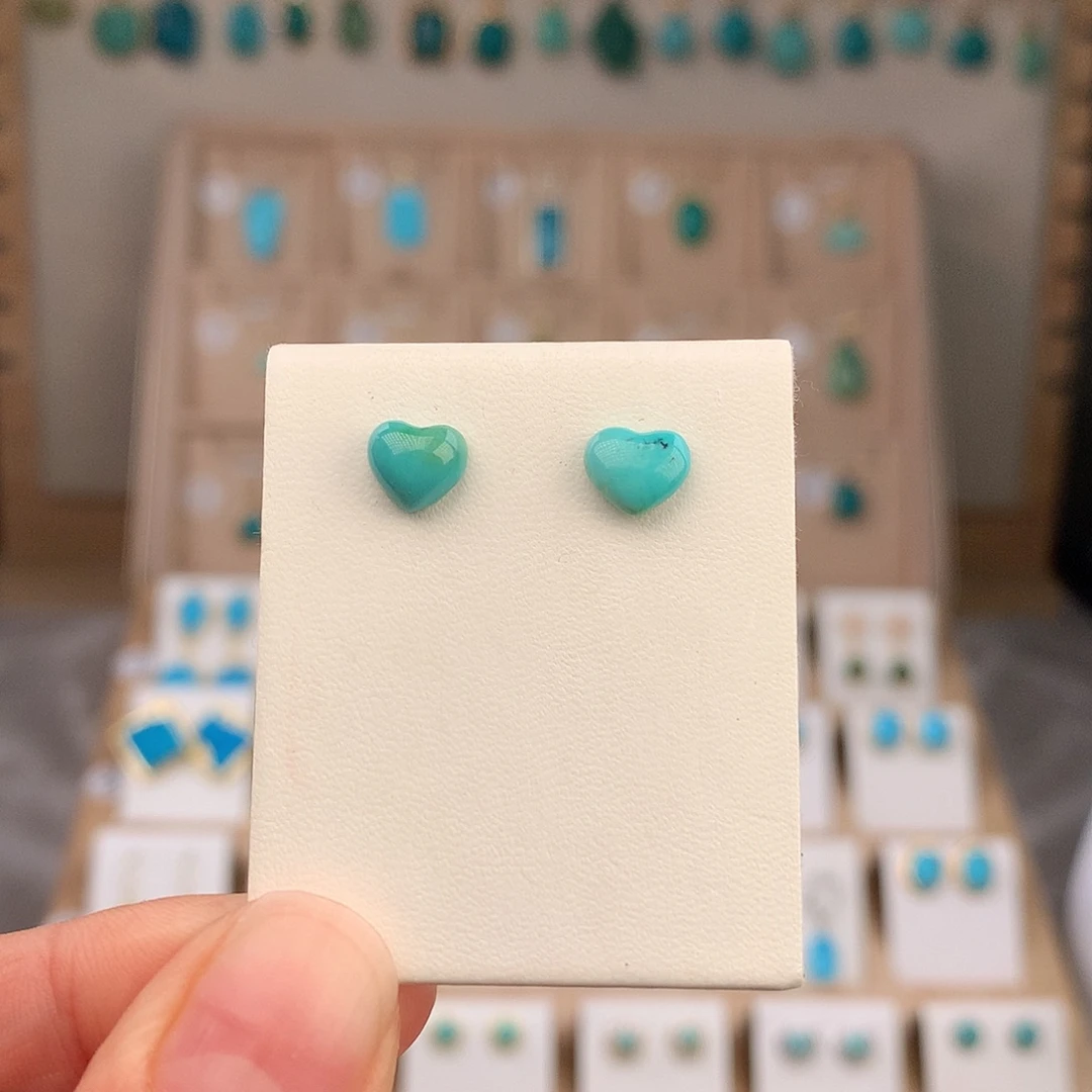 绿松石银S925镶嵌耳饰