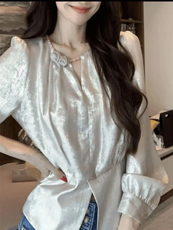 法式气质小香风长袖衬衫女2025新款轻奢高级感衬衣时尚上衣