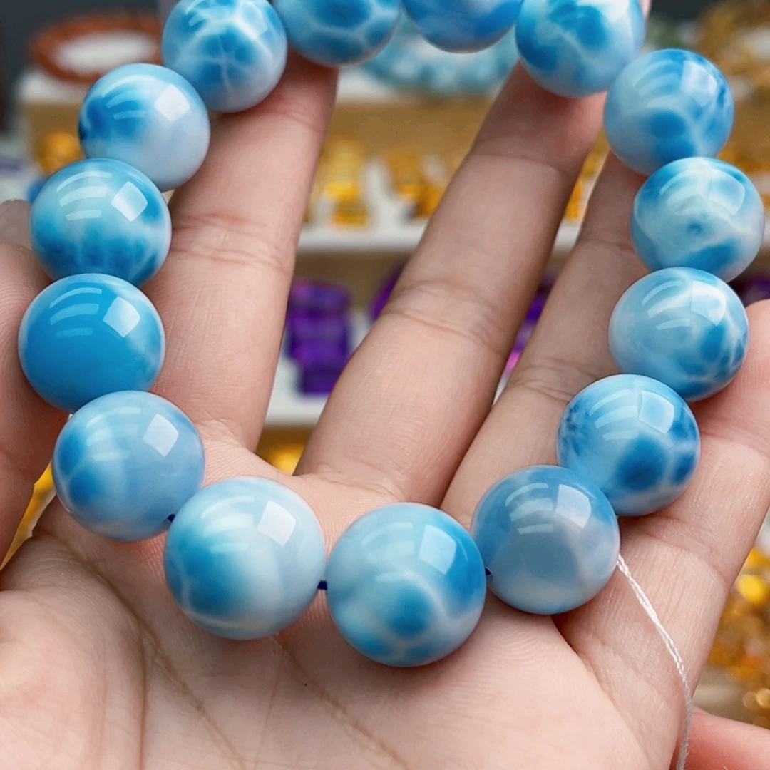 针钠钙石（海纹石）未镶嵌手串天然保真