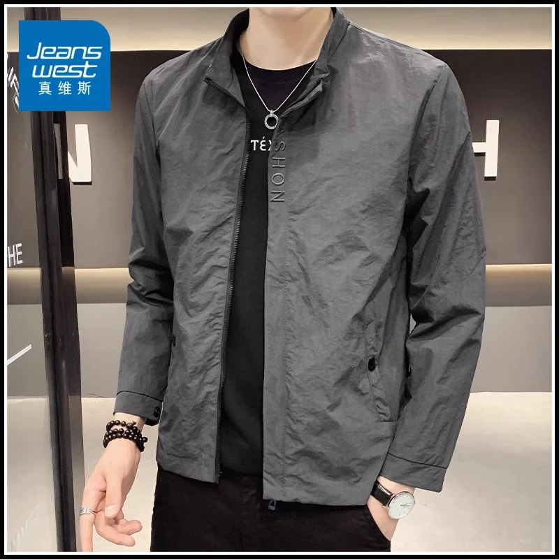 真维斯夹克外套男士2025新款春秋季潮流休闲立领百搭刺绣上衣男装