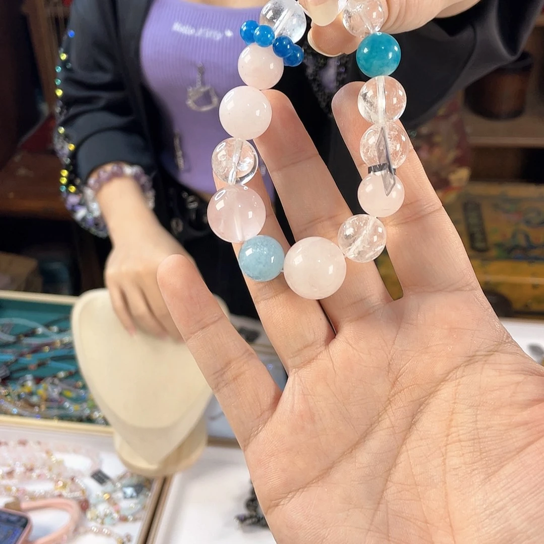 水晶手链银S925镀金镶嵌