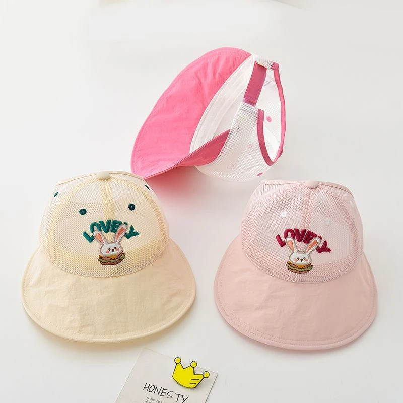 宝宝防晒夏季儿童薄款透气女童帽子渔夫帽网眼棒球帽遮阳太阳帽