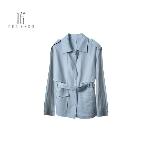 上衣时尚常规短外套系带女士翻领53SN5178