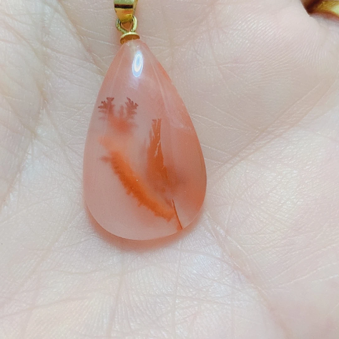 南红玛瑙银S925镶嵌吊坠(不含链)