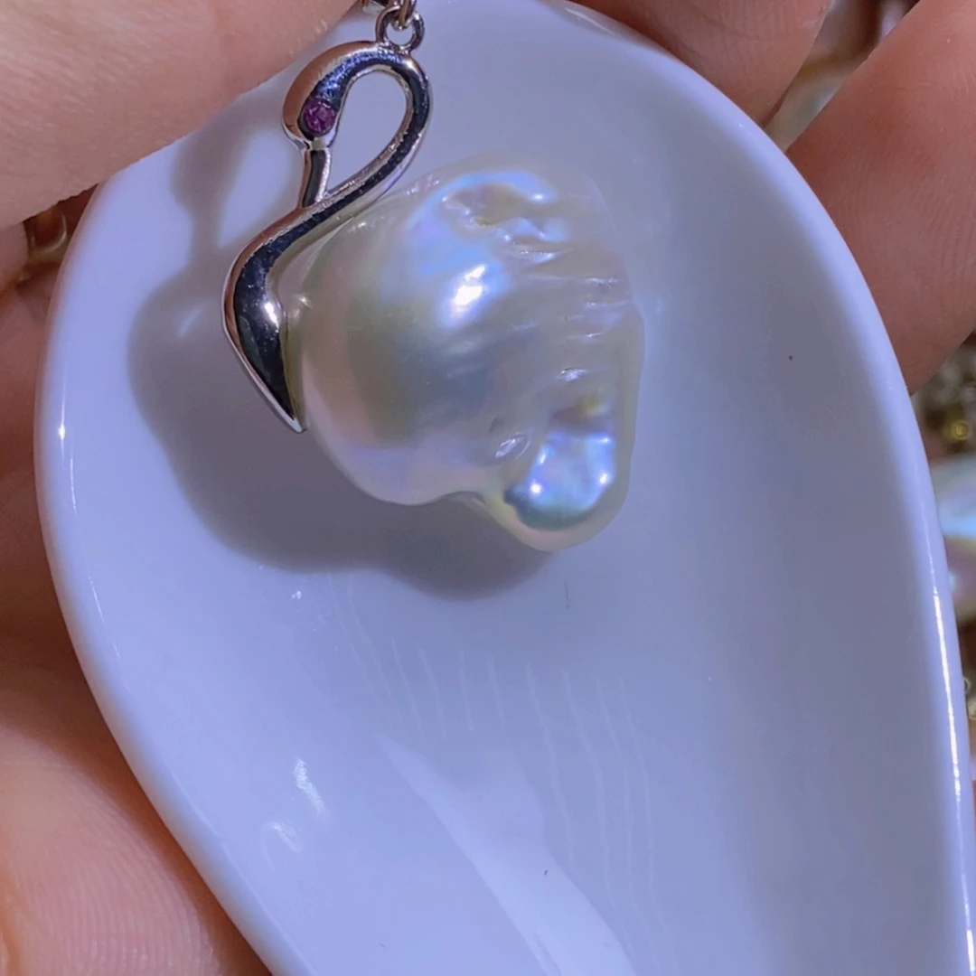 银S925镶嵌淡水珍珠微瑕