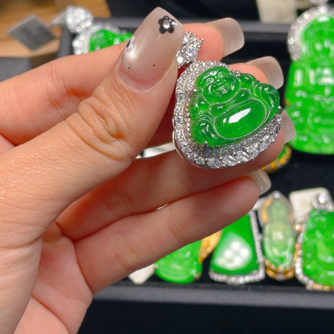 翡翠银S925镶嵌吊坠(不含链)