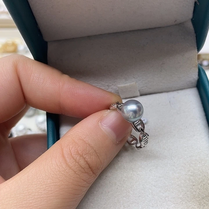 海水珍珠戒指银S925镶嵌