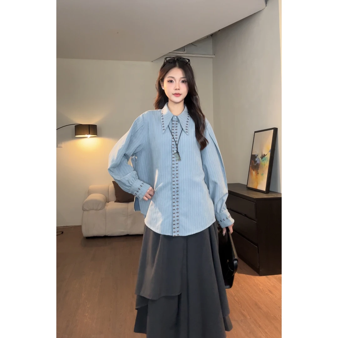 VGVL【春日时光】衬衫春季新款薄款设计感撞色小众衬衫女