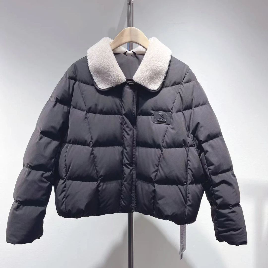 潔牌女士短款翻领羽绒服简约