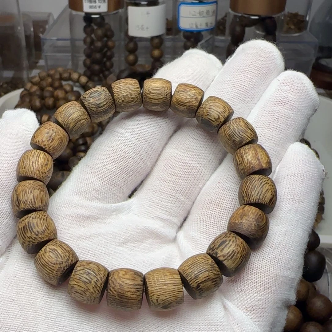 沉香手串2****油绿奇楠陆河直纹鼓珠1.0规格9.2克