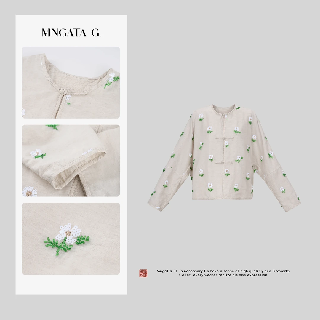 MNGATA G.宫小妍【浮麻生香】真丝早秋新中式中国风休闲外套4122008