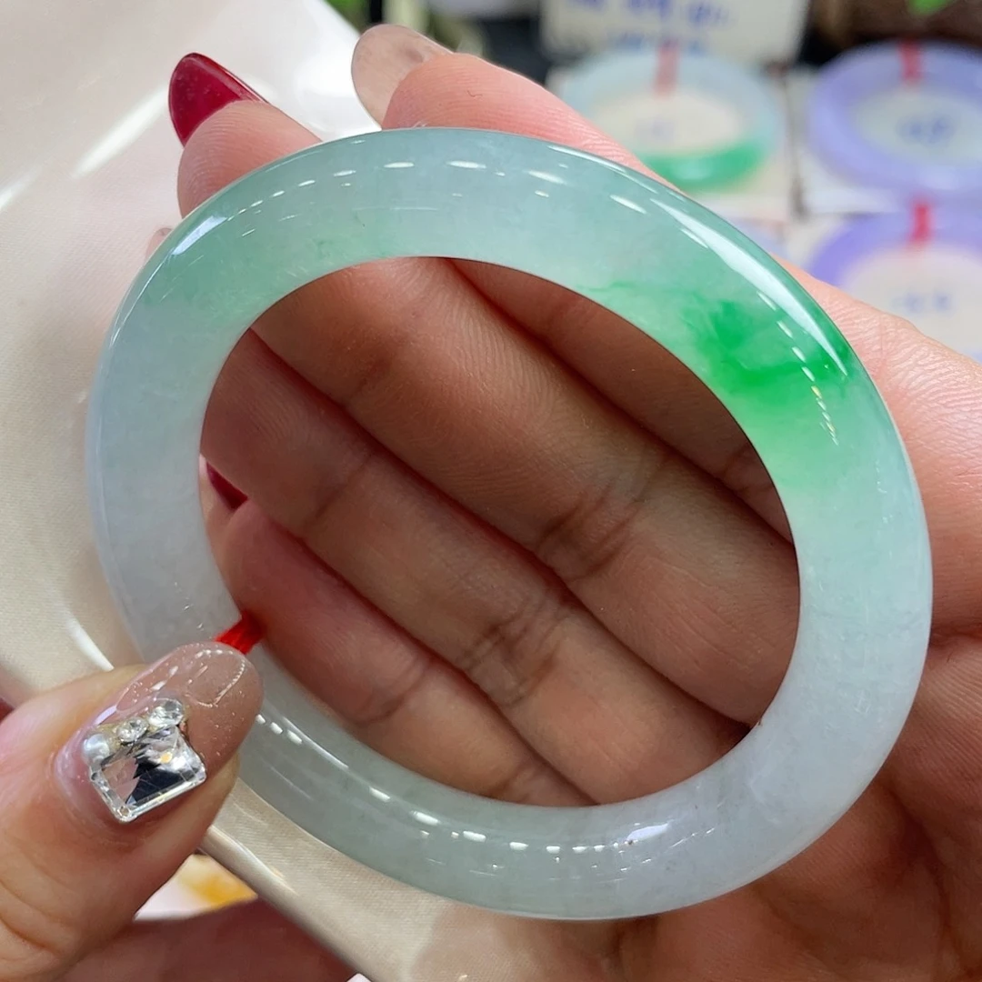 未镶嵌手镯翡翠52.4圈对标小六2开包容