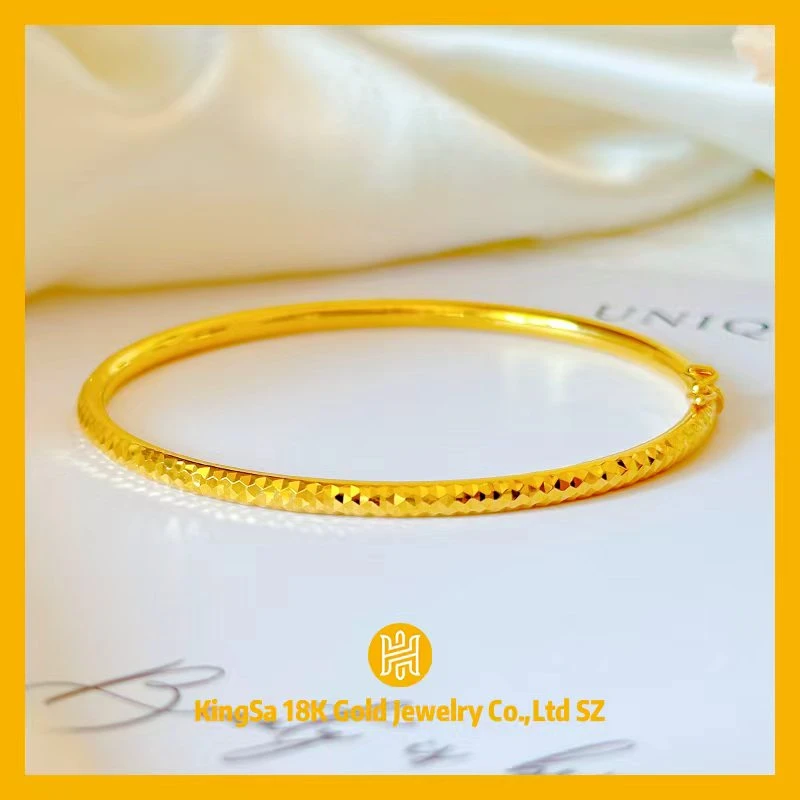 18K金窄版软猬甲手镯91285时尚百搭简约素圈镭射精美约5.5-6.5克