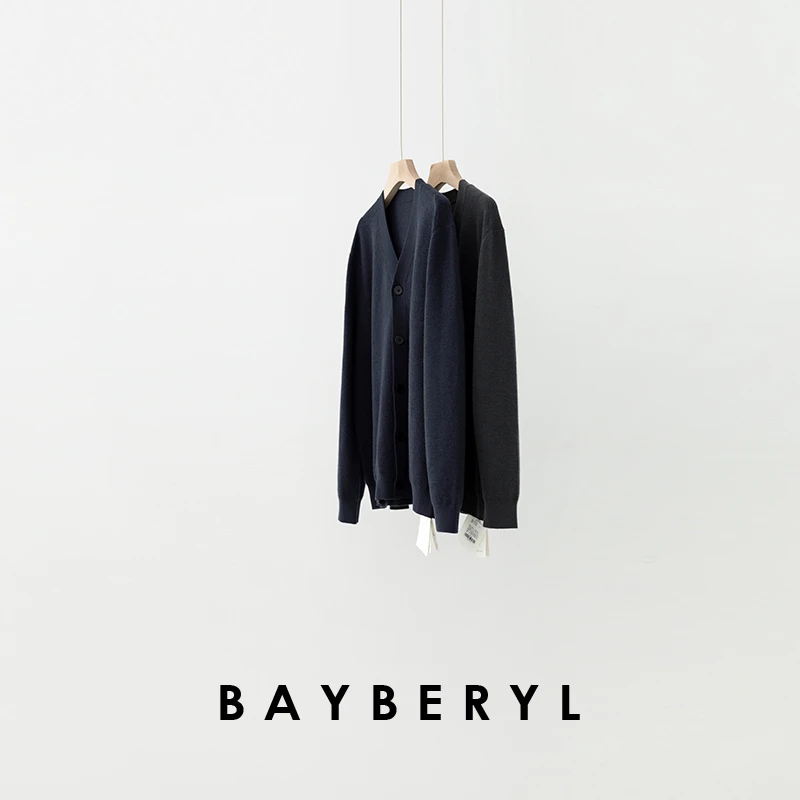 BAYBERYL老贝家属V领单排扣简约羊绒25秋针织开衫ZZS5G1247-8/16