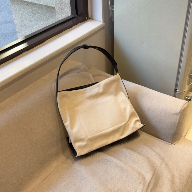 方形帆布单肩包手提包