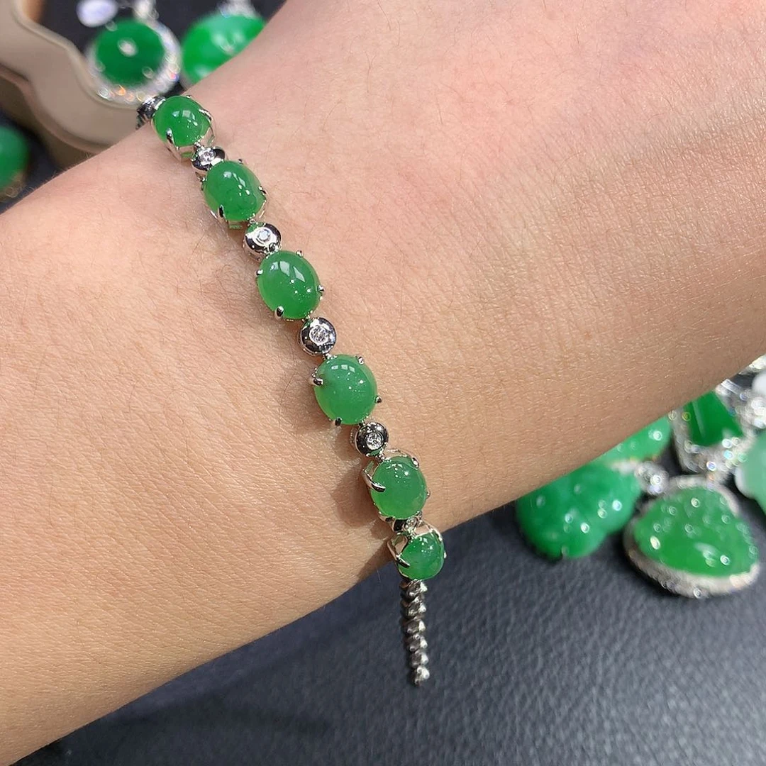 翡翠手链18K金镶嵌手链