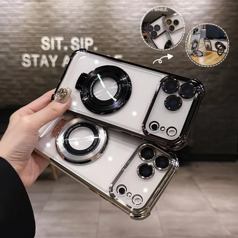 适用苹果17Promax手机壳四角气囊iPhone17pro创意支架17全包防摔