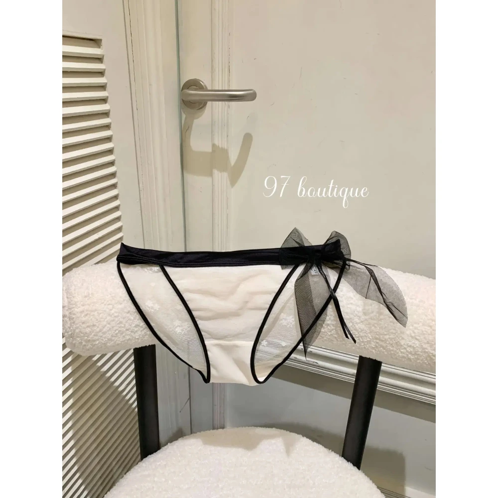 芭蕾仙子•蝴蝶结网纱微透明女士内裤女生性感新款蕾丝高级纯欲风