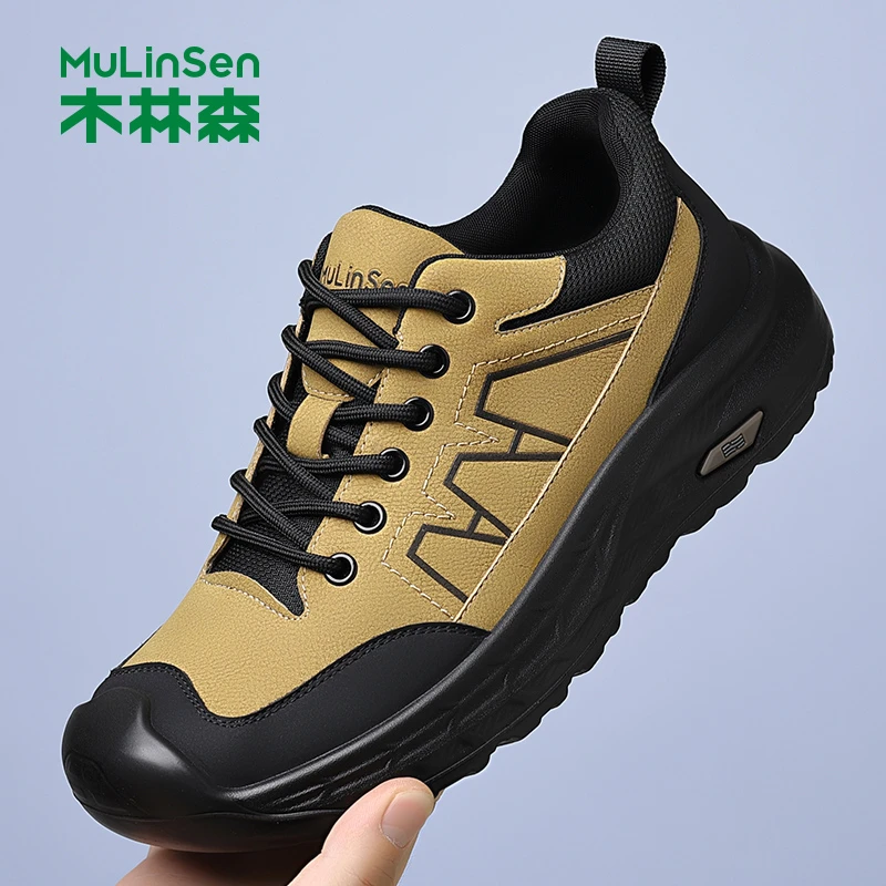 木林森男鞋2025休闲皮鞋百搭爸爸鞋工作新款时尚潮流通勤上班运动