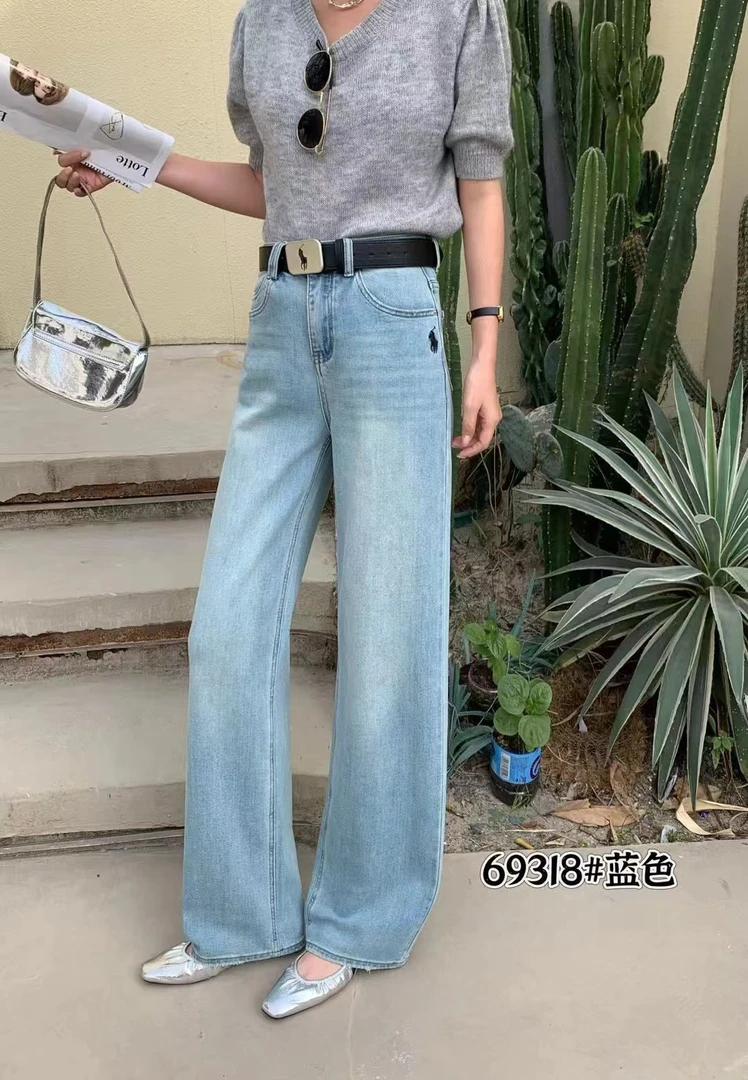 春季新款高腰显瘦直筒宽松百搭休闲垂感阔腿牛仔裤女69318