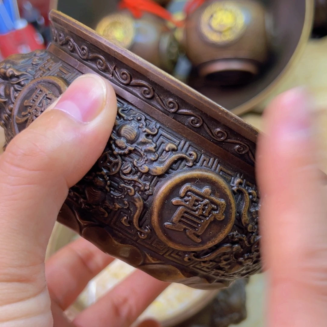 原矿风磨铜金蟾聚宝盆